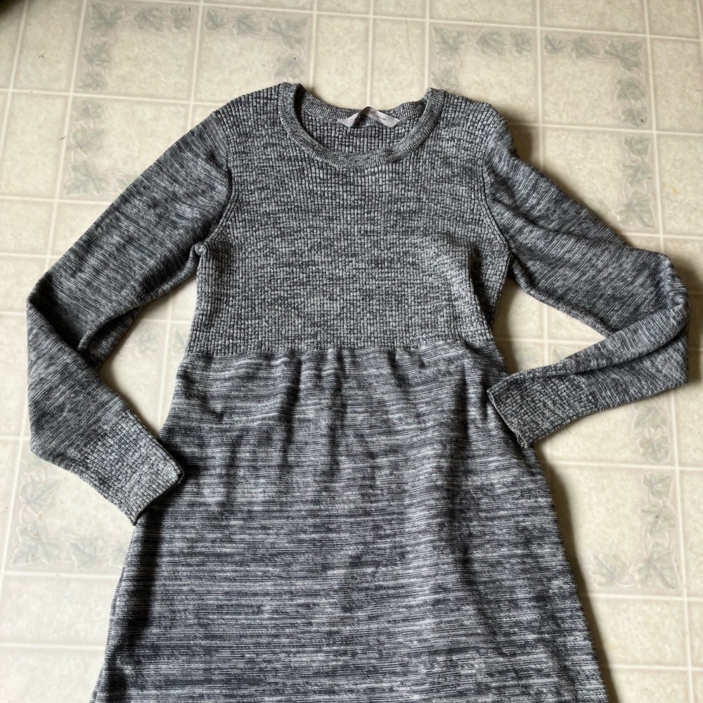 Athleta gray ribbed bodice Long Sleeve Sweater Dress